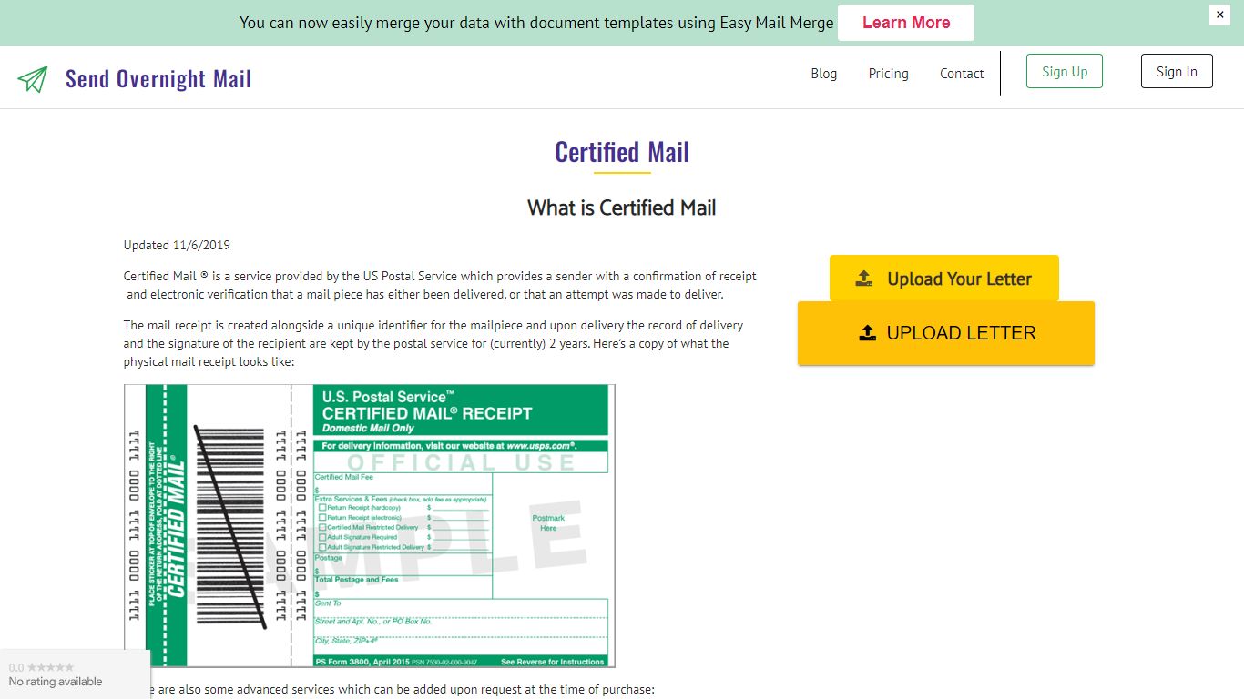 Certified Mail - Send Overnight Mail